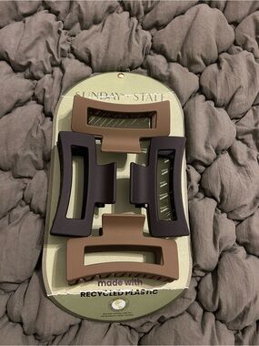 Sunday State Matte Brown & Deep Purple Hair Claw Clip Set